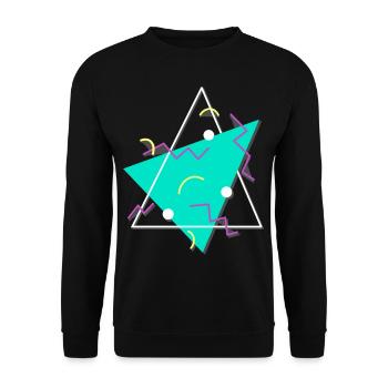Typical 80s pattern triangles shapes - Unisex Sweatshirt - black - Front - Alina (178cm) & Michal (187cm)