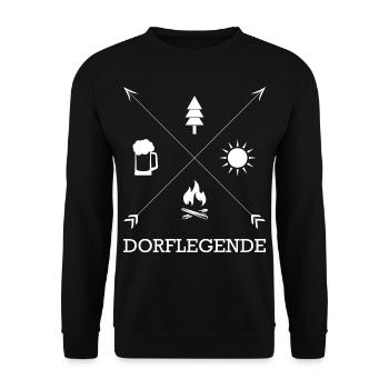 DORFLEGENDE Dorfkind Holz Natur Wald Legende Dorf - Unisex Pullover - Schwarz - Vorne - Alina (178cm) & Michal (187cm)