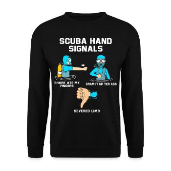 Diver Hand Sign Scuba Diving - Unisex Sweatshirt - black - Front - Alina (178cm) & Michal (187cm)