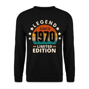 LÉGENDE 1970, MILLÉSIME 1970 - Sweat-shirt Unisexe - noir - Devant - Alina (178cm) & Michal (187cm)