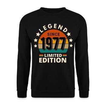 LÉGENDE 1977, MILLÉSIME 1977 - Sweat-shirt Unisexe - noir - Devant - Alina (178cm) & Michal (187cm)