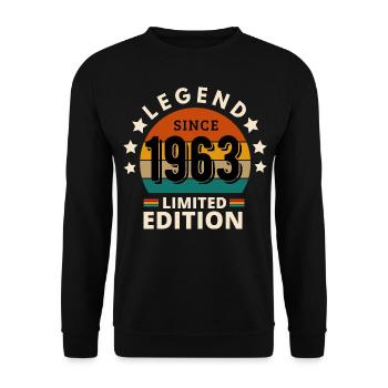LÉGENDE 1963, MILLÉSIME 1963 - Sweat-shirt Unisexe - noir - Devant - Alina (178cm) & Michal (187cm)