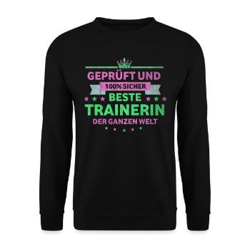 Trainer beste Trainerin - Unisex Pullover - Schwarz - Vorne - Alina (178cm) & Michal (187cm)