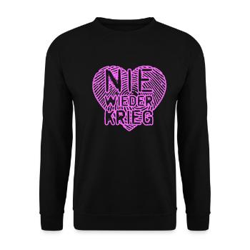NIE WIEDER KRIEG - Unisex Pullover - Schwarz - Vorne - Alina (178cm) & Michal (187cm)