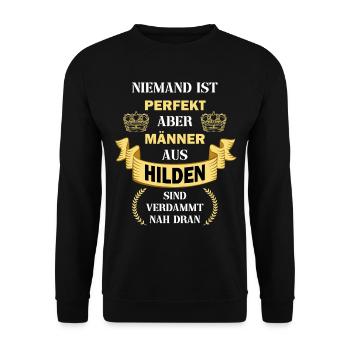 Hilden Deutschland Stadt Heimat Männer Perfekt - Unisex Pullover - Schwarz - Vorne - Alina (178cm) & Michal (187cm)