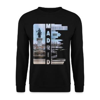 Madrid Spain City Skyline Home Love - Unisex Sweatshirt - black - Front - Alina (178cm) & Michal (187cm)