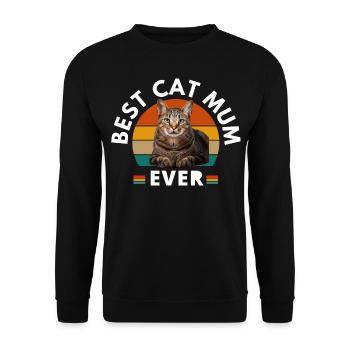 BESTE KATZENMAMA ALLER ZEITEN - Unisex Pullover - Schwarz - Vorne - Alina (178cm) & Michal (187cm)
