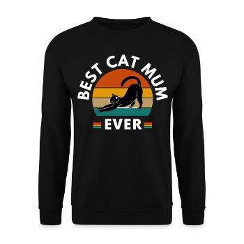 BESTE KATZENMAMA ALLER ZEITEN - Unisex Pullover - Schwarz - Vorne - Alina (178cm) & Michal (187cm)