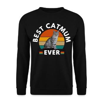 BESTE KATZENMAMA ALLER ZEITEN - Unisex Pullover - Schwarz - Vorne - Alina (178cm) & Michal (187cm)