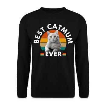 BESTE KATZENMAMA ALLER ZEITEN - Unisex Pullover - Schwarz - Vorne - Alina (178cm) & Michal (187cm)
