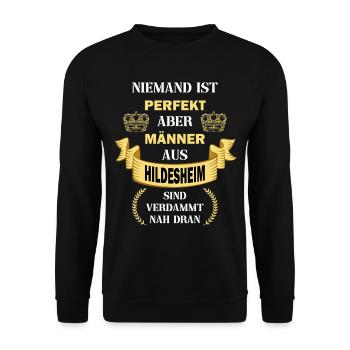 Hildesheim Deutschland Stadt Heimat Männer Perfekt - Unisex Pullover - Schwarz - Vorne - Alina (178cm) & Michal (187cm)