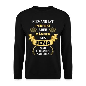 Jena Deutschland Stadt Heimat Männer Perfekt - Unisex Pullover - Schwarz - Vorne - Alina (178cm) & Michal (187cm)
