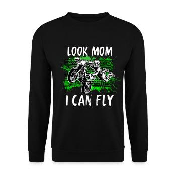 Motocross Tshirt Für Herren Damen Enduro Supermoto - Unisex Pullover - Schwarz - Vorne - Alina (178cm) & Michal (187cm)