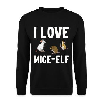 Maus Mäuschen Geschenk Ratte Nager Mouse Lausemaus - Unisex Pullover - Schwarz - Vorne - Alina (178cm) & Michal (187cm)