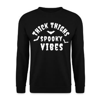 dicke Oberschenkel gruselige Vibes - Unisex Pullover - Schwarz - Vorne - Alina (178cm) & Michal (187cm)