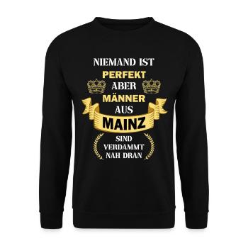 Mainz Deutschland Stadt Männer Perfekt Spruch - Unisex Pullover - Schwarz - Vorne - Alina (178cm) & Michal (187cm)