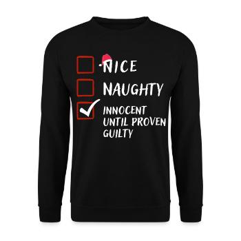 Freches nettes unschuldiges, lustiges Weihnachtsgeschenk - Unisex Pullover - Schwarz - Vorne - Alina (178cm) & Michal (187cm)