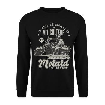 Motard le meilleur viticulteur cadeau vigneron - Sweat-shirt Unisexe - noir - Devant - Alina (178cm) & Michal (187cm)