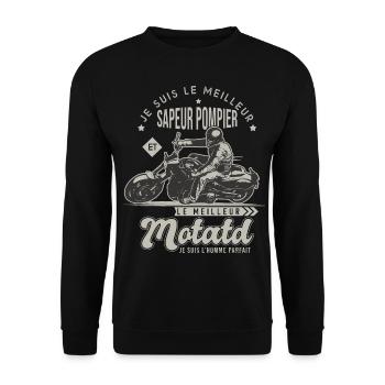 Motard le meilleur Sapeur pompier cadeau cool - Sweat-shirt Unisexe - noir - Devant - Alina (178cm) & Michal (187cm)