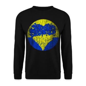 Ukraine Frieden Russland Flagge Fahne Herz - Unisex Pullover - Schwarz - Vorne - Alina (178cm) & Michal (187cm)