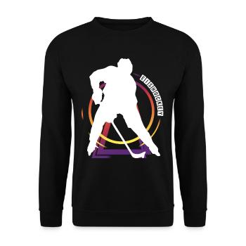 Eishockey Eishockeyspieler Spieler Vintage Retro - Unisex Pullover - Schwarz - Vorne - Alina (178cm) & Michal (187cm)