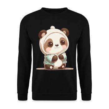 Panda Bear Panda Bear Cute Cute Baby Cartoon Comic - Unisex Sweatshirt - black - Front - Alina (178cm) & Michal (187cm)