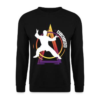 Aïkido Arts Martiaux Arts Martiaux Combattant Vintage Rétro - Sweat-shirt Unisexe - noir - Devant - Alina (178cm) & Michal (187cm)
