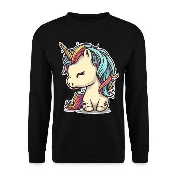 Licorne colorée douce mignonne bande dessinée bande dessinée - Sweat-shirt Unisexe - noir - Devant - Alina (178cm) & Michal (187cm)