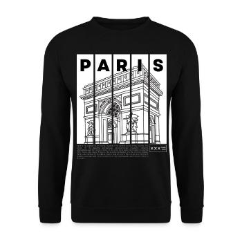 Log arc triomphe paris - Sweat-shirt Unisexe - noir - Devant - Alina (178cm) & Michal (187cm)