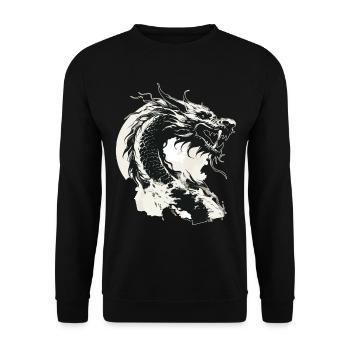 Dragon Fantasy Magic Mysticism Creature Animal Vintage - Unisex Sweatshirt - black - Front - Alina (178cm) & Michal (187cm)
