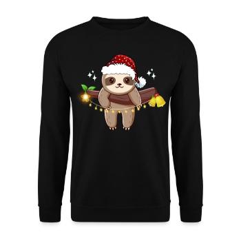 Drôle de Noël paresseux. Paresseux de Noël - Sweat-shirt Unisexe - noir - Devant - Alina (178cm) & Michal (187cm)
