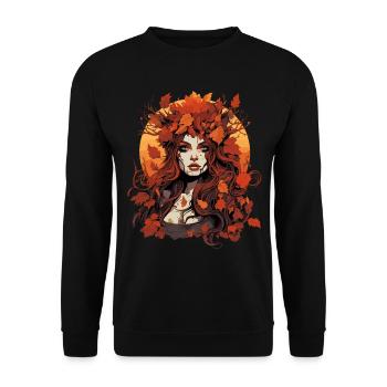 Beautiful woman with autumn foliage - Unisex Sweatshirt - black - Front - Alina (178cm) & Michal (187cm)