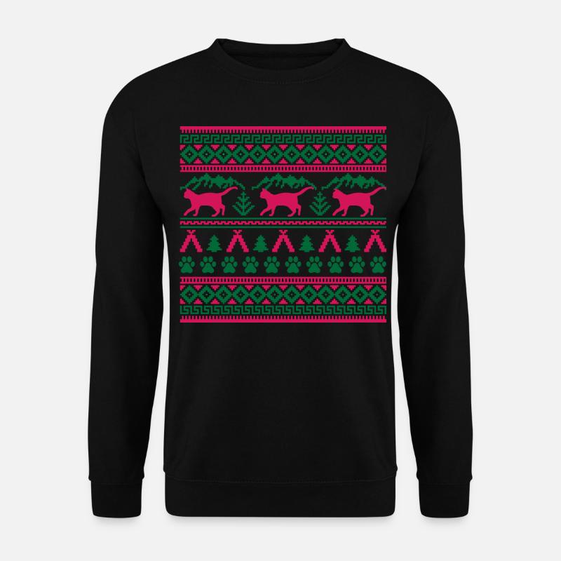 Weihnachtskatze Hässlicher Weihnachtspullover Geschenk - Unisex Pullover - Schwarz