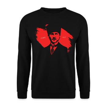 Ataturk Cumhuriyet Mustafa Kemal Atatürk Gift - Unisex Sweatshirt - black - Front - Alina (178cm) & Michal (187cm)