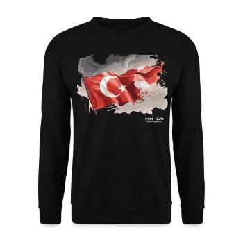 Cumhuriyet Flag Ataturk 100 Years Gift - Unisex Sweatshirt - black - Front - Alina (178cm) & Michal (187cm)