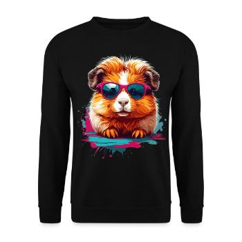 Lunettes de soleil cochon d’Inde Cool Mignon - Sweat-shirt Unisexe - noir - Devant - Alina (178cm) & Michal (187cm)
