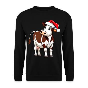 Cute cow with santa hat - Unisex Sweatshirt - black - Front - Alina (178cm) & Michal (187cm)