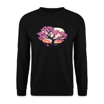 Cherry Blossom Tree Sunset - Anime Shirt - Unisex Sweatshirt - black - Front - Alina (178cm) & Michal (187cm)