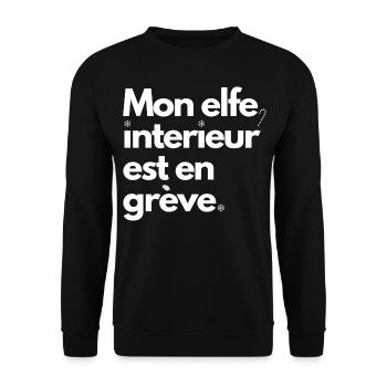 Tshirt de Noël Elfe en Grève festif humoristique - Sweat-shirt Unisexe - noir - Devant - Alina (178cm) & Michal (187cm)