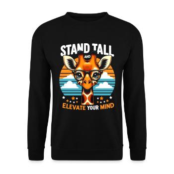 Smart Giraffe Stand tall & Elevate Your Mind - Unisex Sweatshirt - black - Front - Alina (178cm) & Michal (187cm)