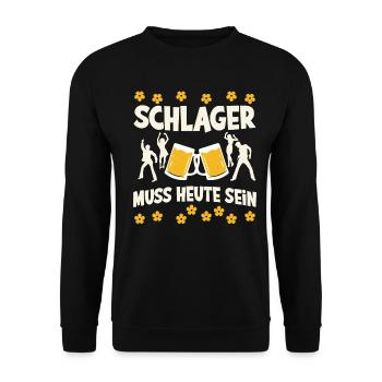 Schlager Tshirt Women's Schlager Party Costume Party - Unisex Sweatshirt - black - Front - Alina (178cm) & Michal (187cm)