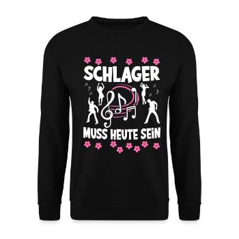 Schlager Tshirt Women's Schlager Party Costume Party - Unisex Sweatshirt - black - Front - Alina (178cm) & Michal (187cm)