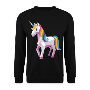 Geometric Rainbow Unicorn – Modern Fantasy Art - Unisex Sweatshirt - black - Front - Alina (178cm) & Michal (187cm)