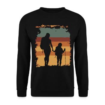 Mother and Daughter Hiking Vintage Mother's Day - Unisex Sweatshirt - black - Front - Alina (178cm) & Michal (187cm)