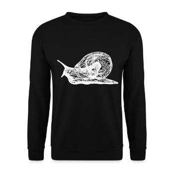 A white snail crawls through nature - Unisex Sweatshirt - black - Front - Alina (178cm) & Michal (187cm)