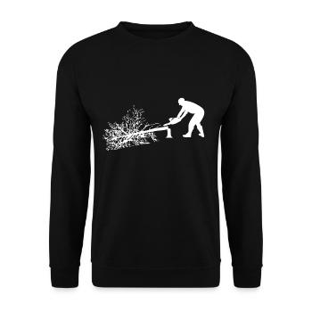 Un ouvrier forestier laisse tomber un arbre - Sweat-shirt Unisexe - noir - Devant - Alina (178cm) & Michal (187cm)