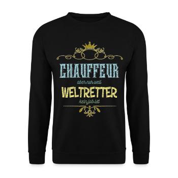 Chauffeur Weltretter - Unisex Pullover - Schwarz - Vorne - Alina (178cm) & Michal (187cm)