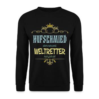 Hufschmied Weltretter - Unisex Pullover - Schwarz - Vorne - Alina (178cm) & Michal (187cm)