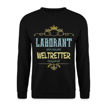 Laborant Weltretter - Unisex Pullover - Schwarz - Vorne - Alina (178cm) & Michal (187cm)