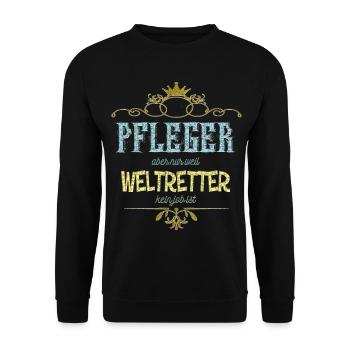 Pfleger Weltretter - Unisex Pullover - Schwarz - Vorne - Alina (178cm) & Michal (187cm)